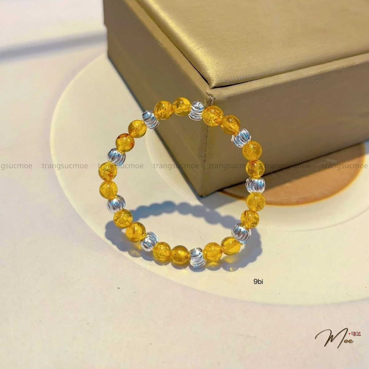 Amber Bracelet with Sterling Silver Charm