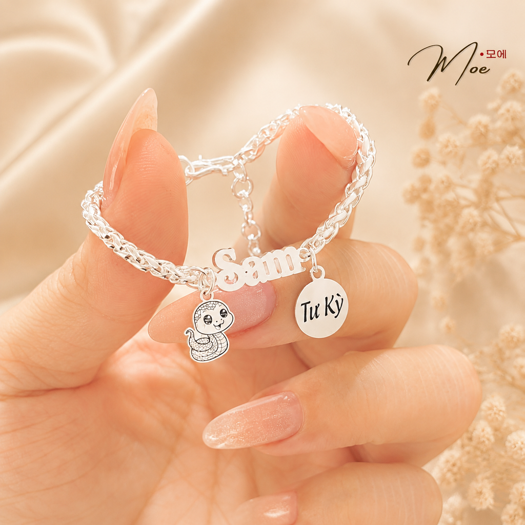 Dragon Scale Baby Bracelet – S999 Pure Silver | Custom Name Engraving