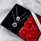 Roman Numeral Ring Pendant Couple Necklace