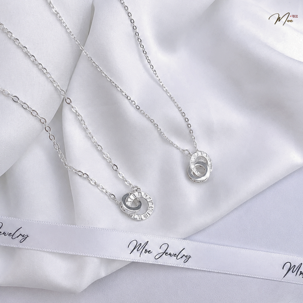 Roman Numeral Ring Pendant Couple Necklace