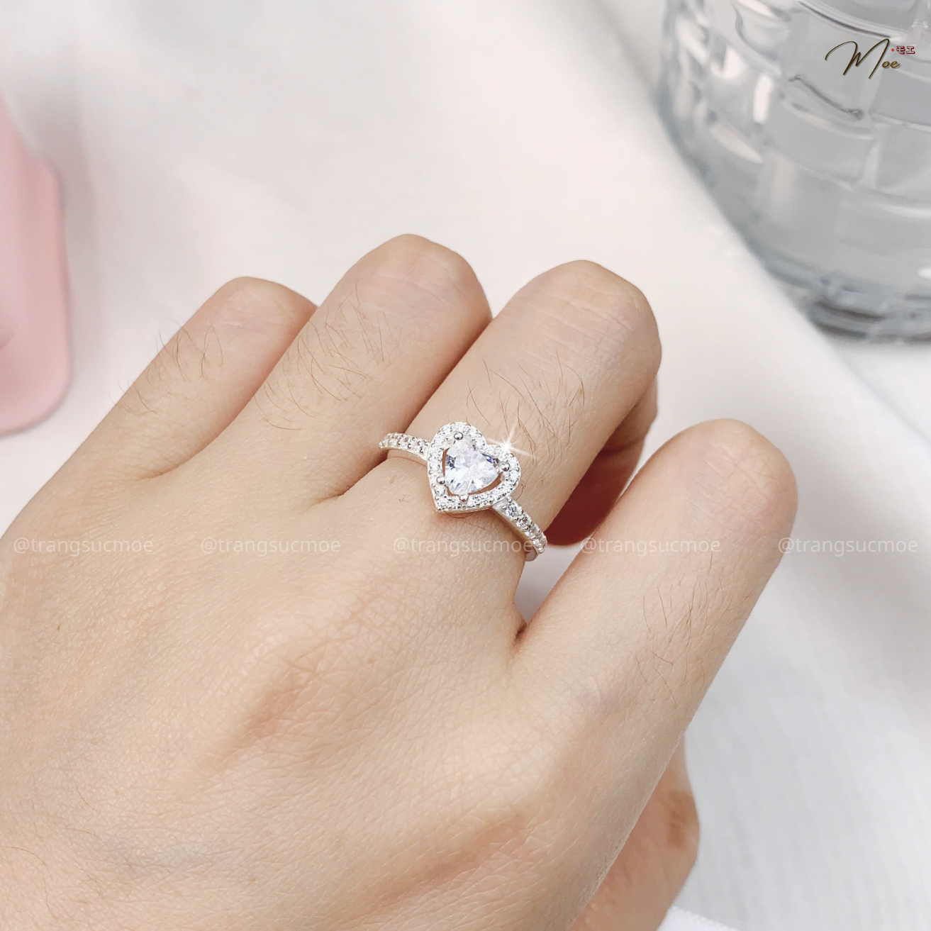 Crystal Heart Women's Ring – S925 Silver