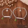 Lobster Clasp Chain Bracelet with Mix Charms & Engraved Name Tag – Mom & Baby Set
