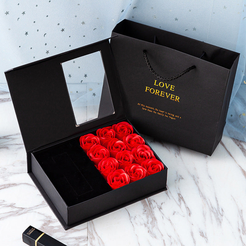 Foldable Wax Flower Jewelry Gift Box – 12 Blooms