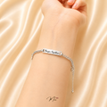 Square Bar Baby Bracelet with Custom Name Engraving & Mix Charms – S999 Pure Silver