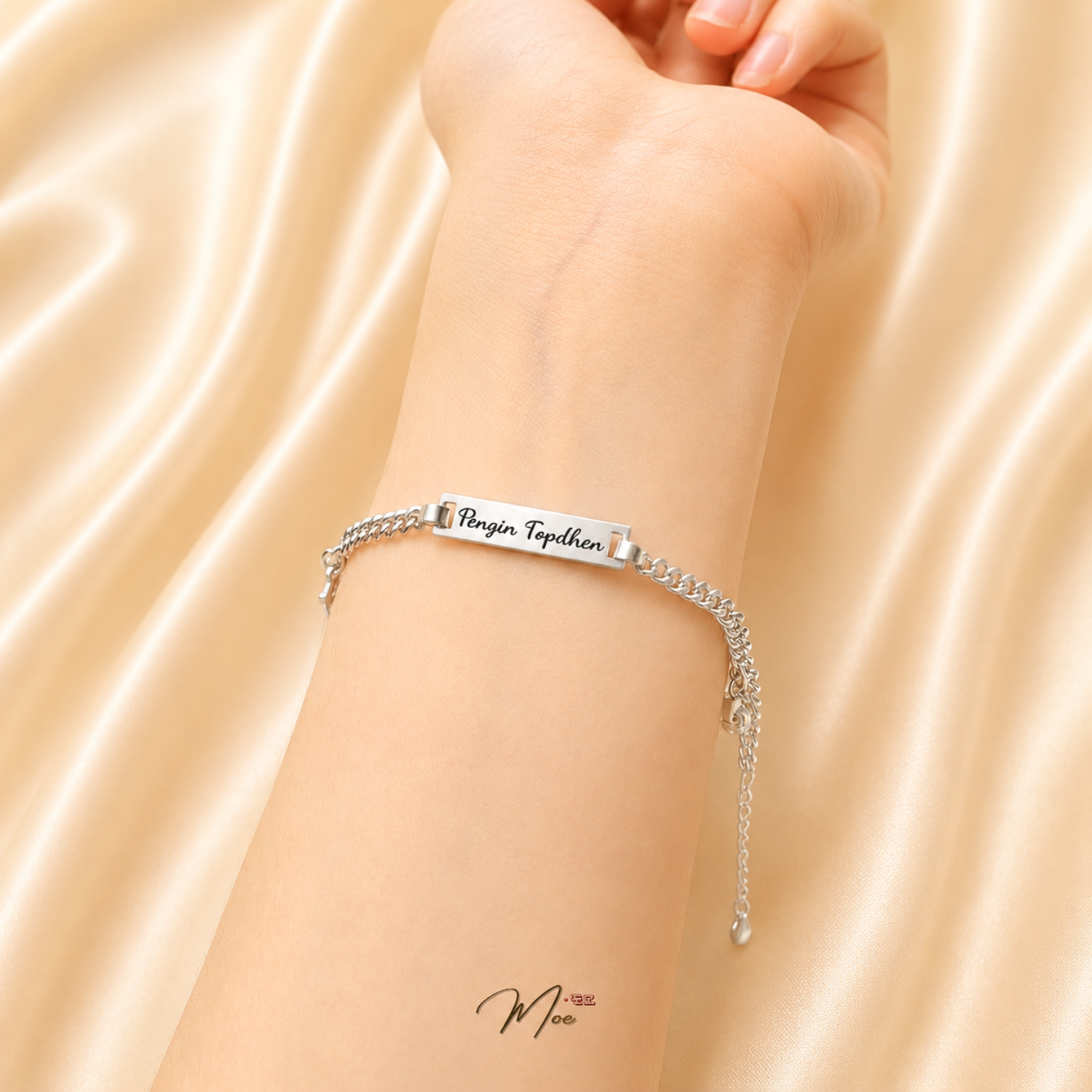 Square Bar Baby Bracelet with Custom Name Engraving & Mix Charms – S999 Pure Silver