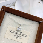 Lucky Four-Leaf Clover Crystal Silver Necklace