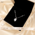 Lucky Four-Leaf Clover Crystal Silver Necklace