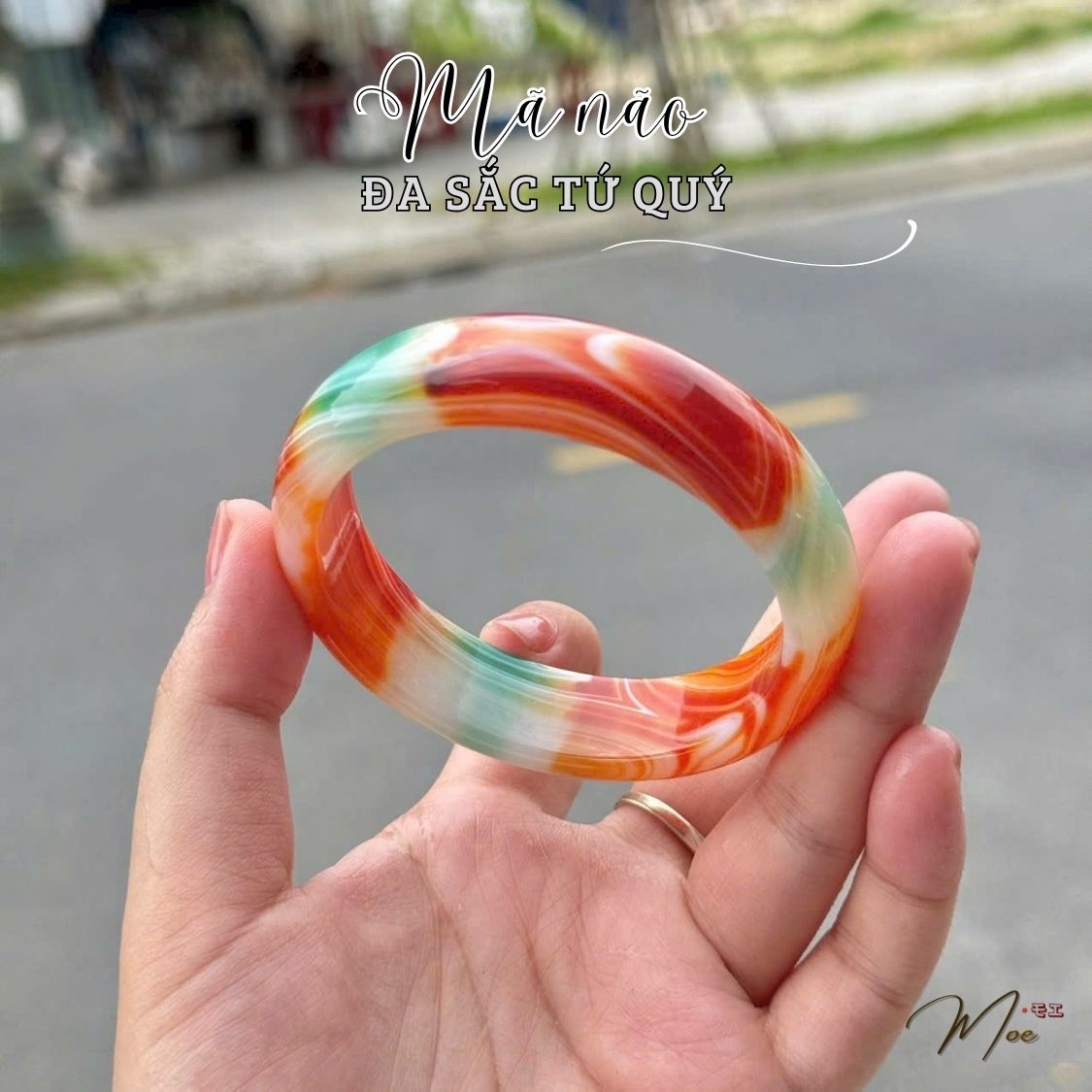 Natural Agate Wide Bracelet