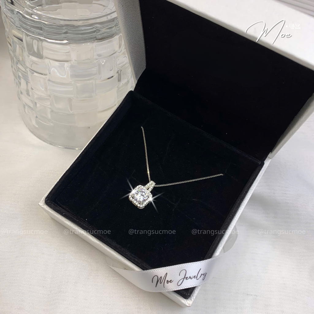 Luxury Square Solitaire Crystal Necklace – S925 Silver with Premium CZ Crystal