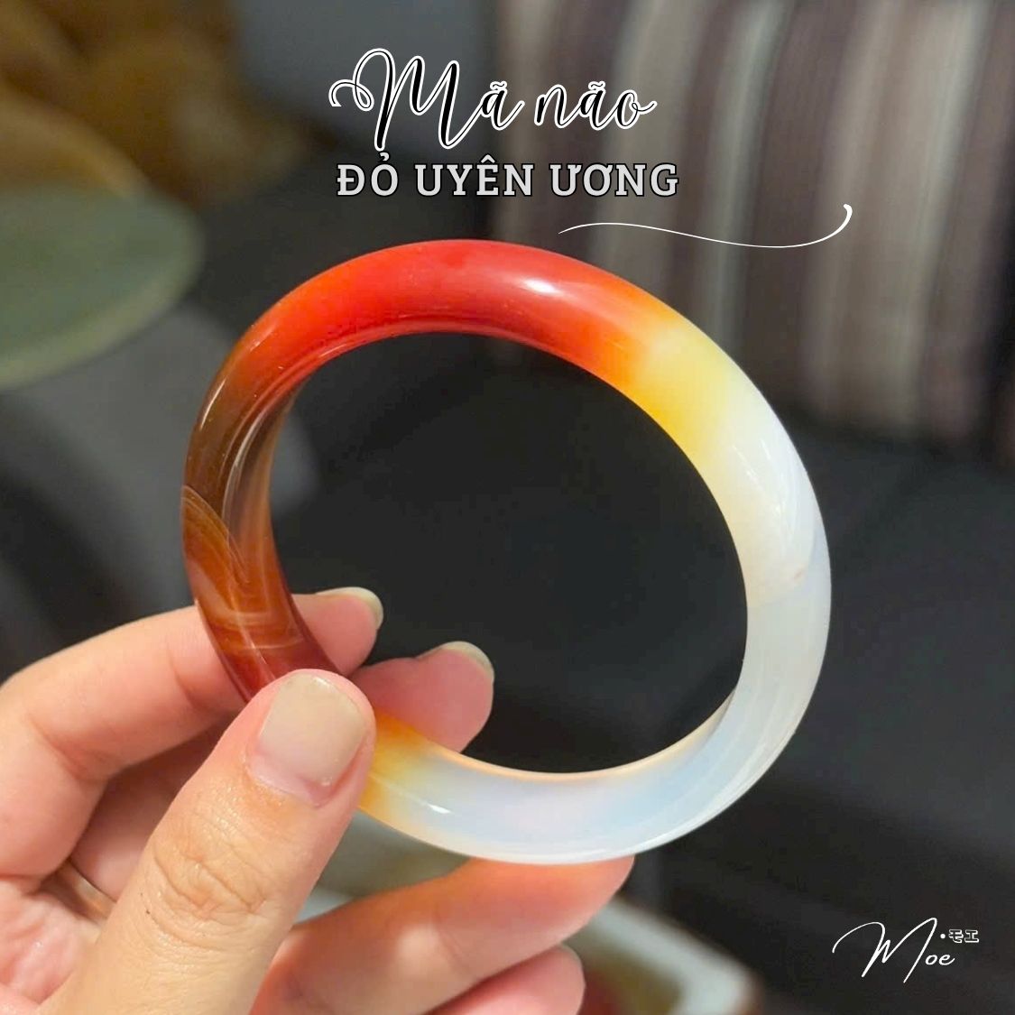Natural Agate Wide Bracelet