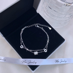 Luxury Double-Layer Stone Pillar Bangle Bracelet – S925 Silver