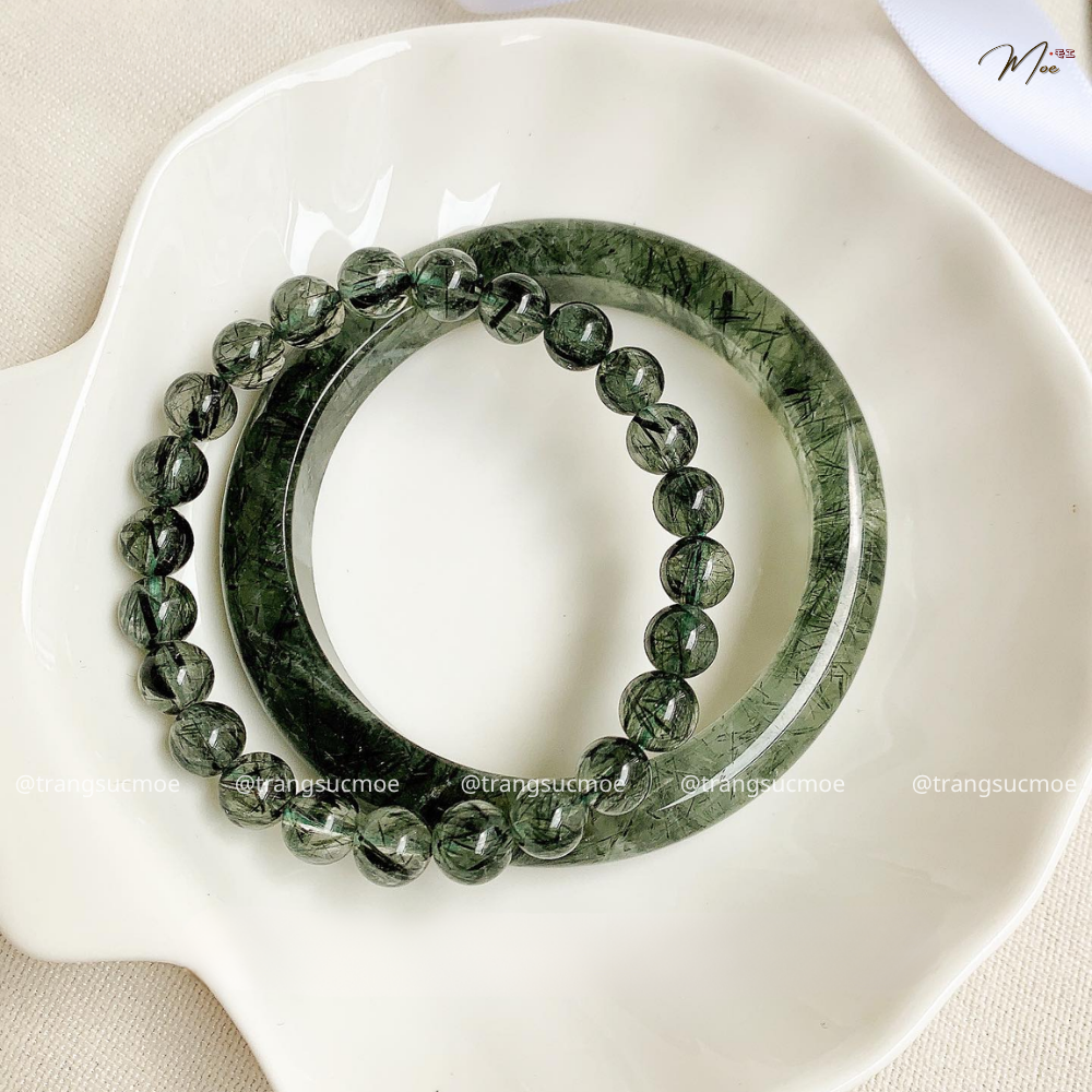 Blue Rutilated Quartz Wide Bracelet