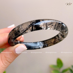 Black Rutilated Quartz Wide Bracelet