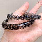 Black Rutilated Quartz Wide Bracelet