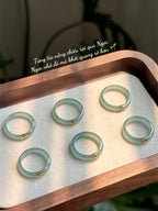 Natural Blue Jade Lotus Ring – 10K Gold