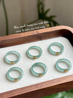 Natural Blue Jade Lotus Ring – 10K Gold