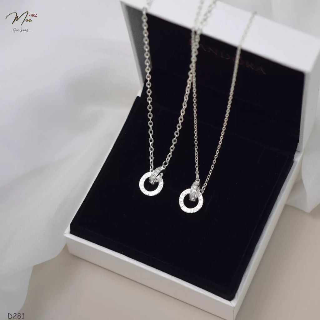 Roman Numeral Ring Pendant Couple Necklace