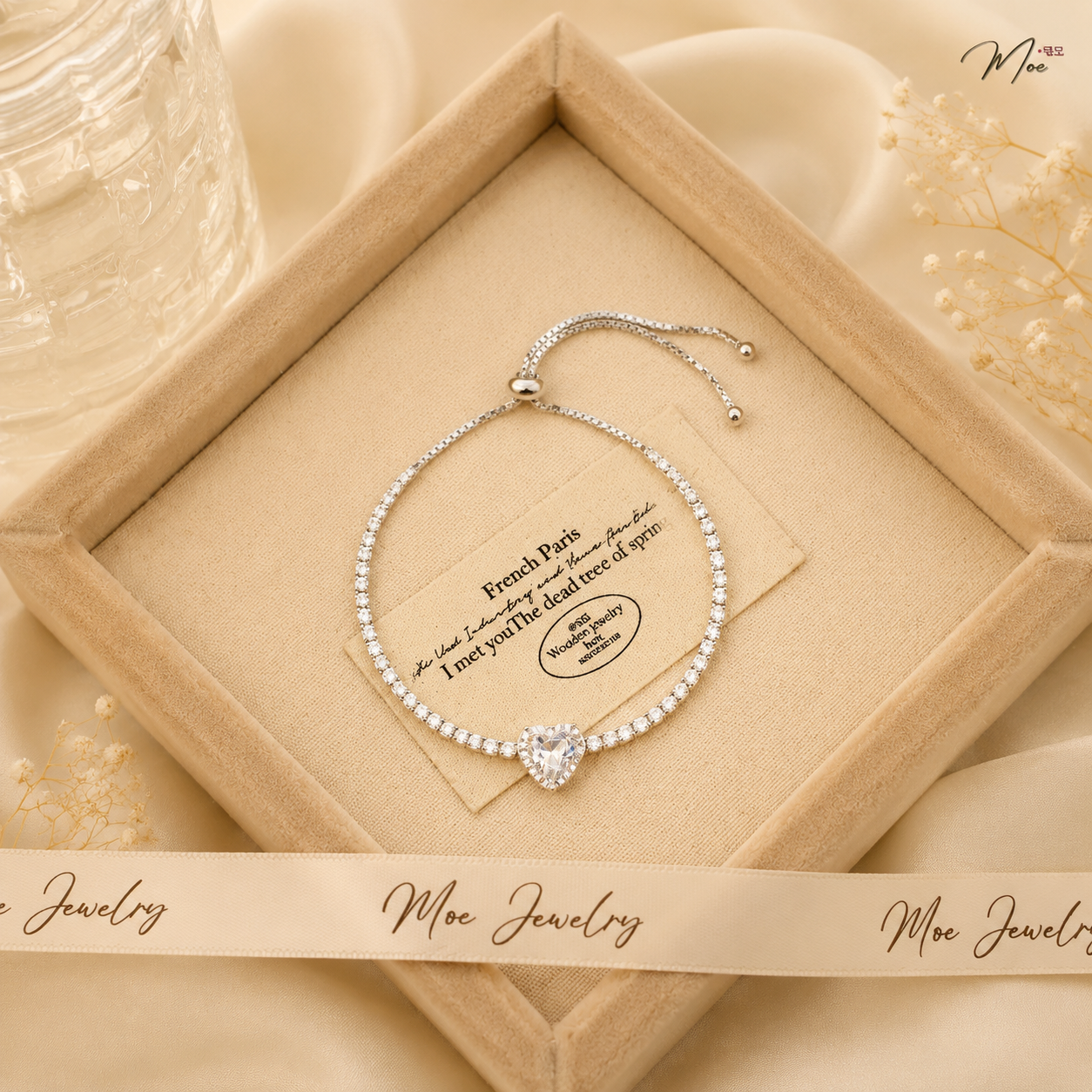 Crystal Bow Drawstring Bracelet – S925 Silver