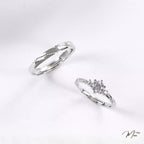 Crystal Stone Striped Couple Ring