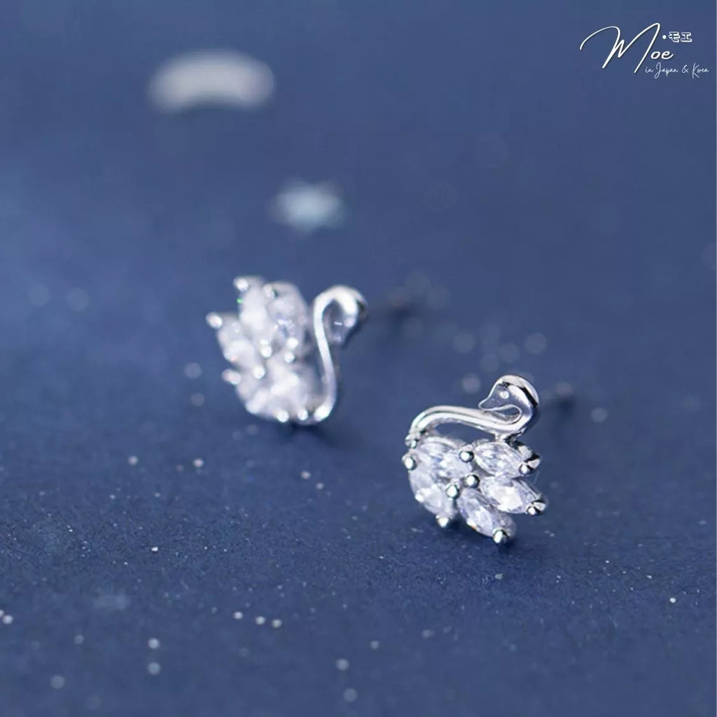 Crystal Swan Earrings – S925 Silver