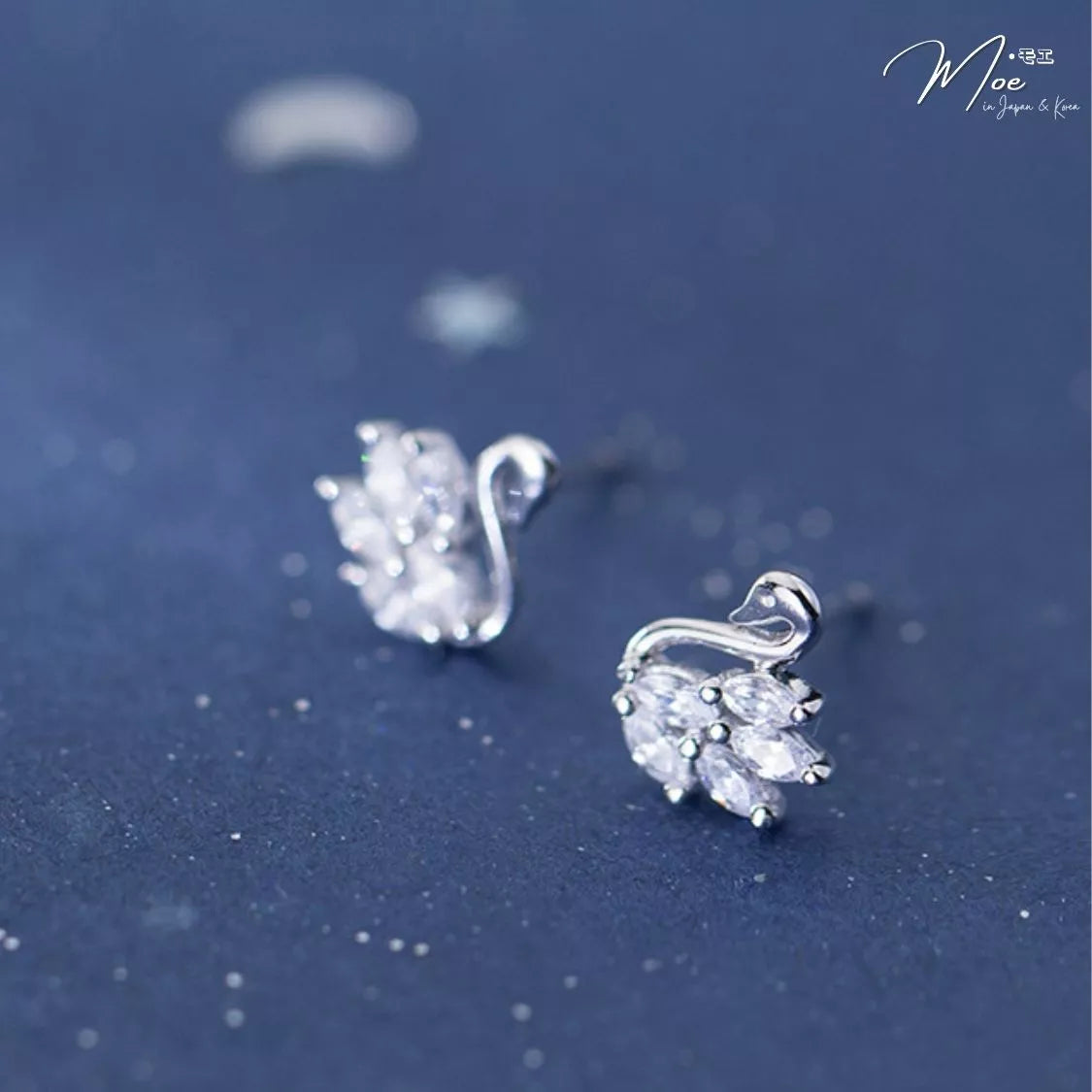 Crystal Swan Earrings – S925 Silver