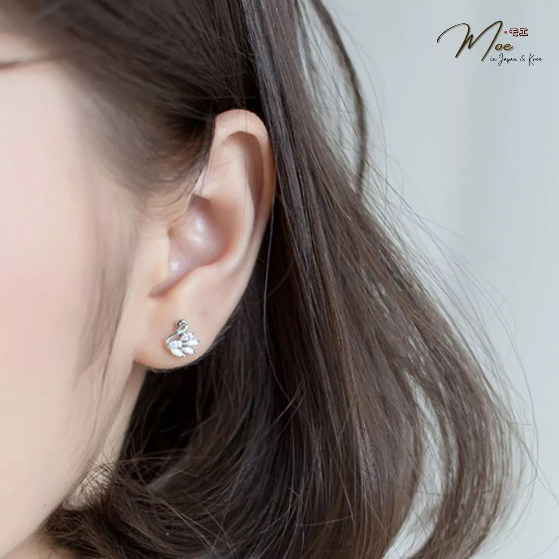 Crystal Swan Earrings – S925 Silver