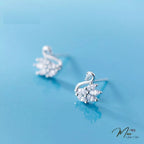 Crystal Swan Earrings – S925 Silver