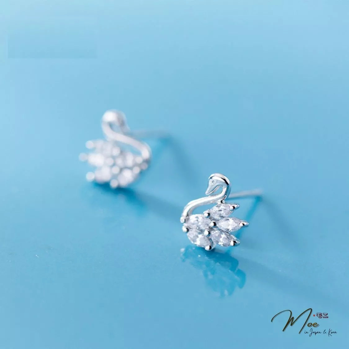 Crystal Swan Earrings – S925 Silver