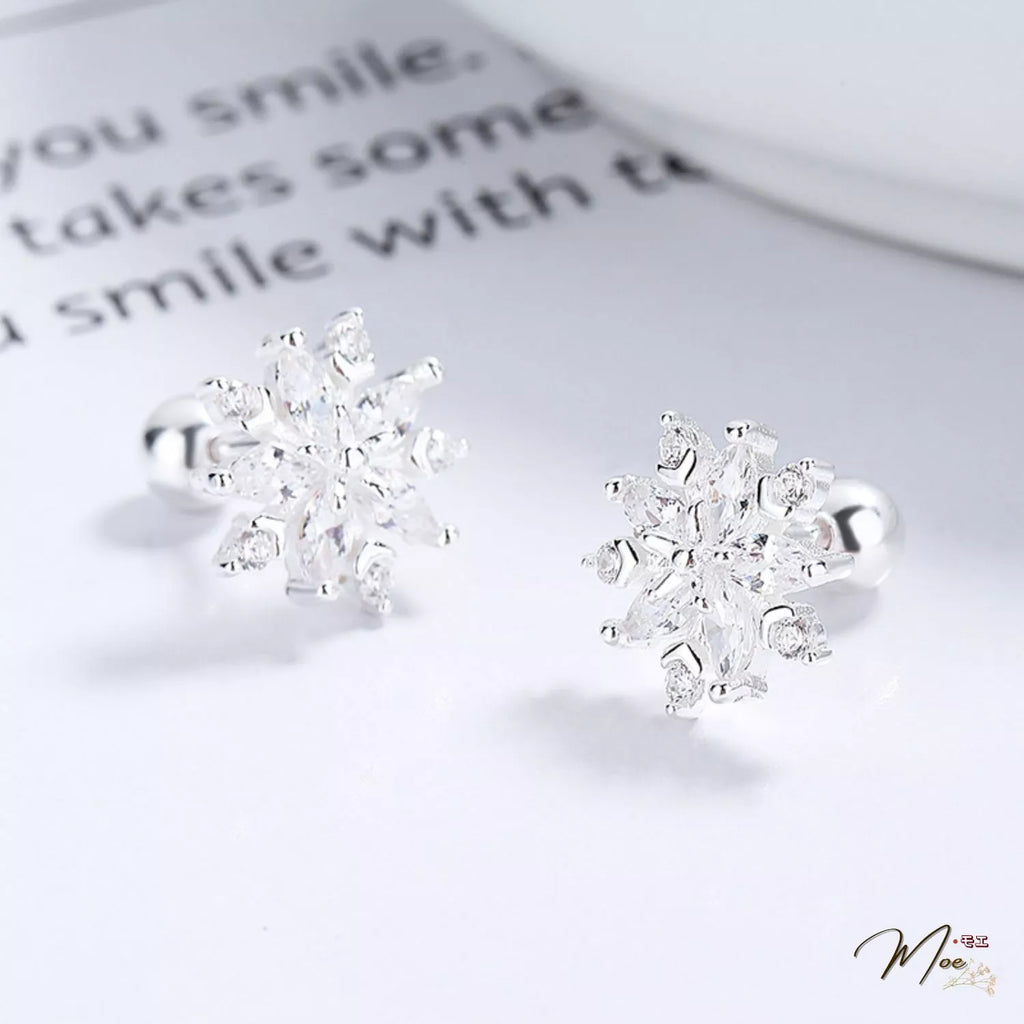 Crystal Snowflake Earrings – S925 Silver