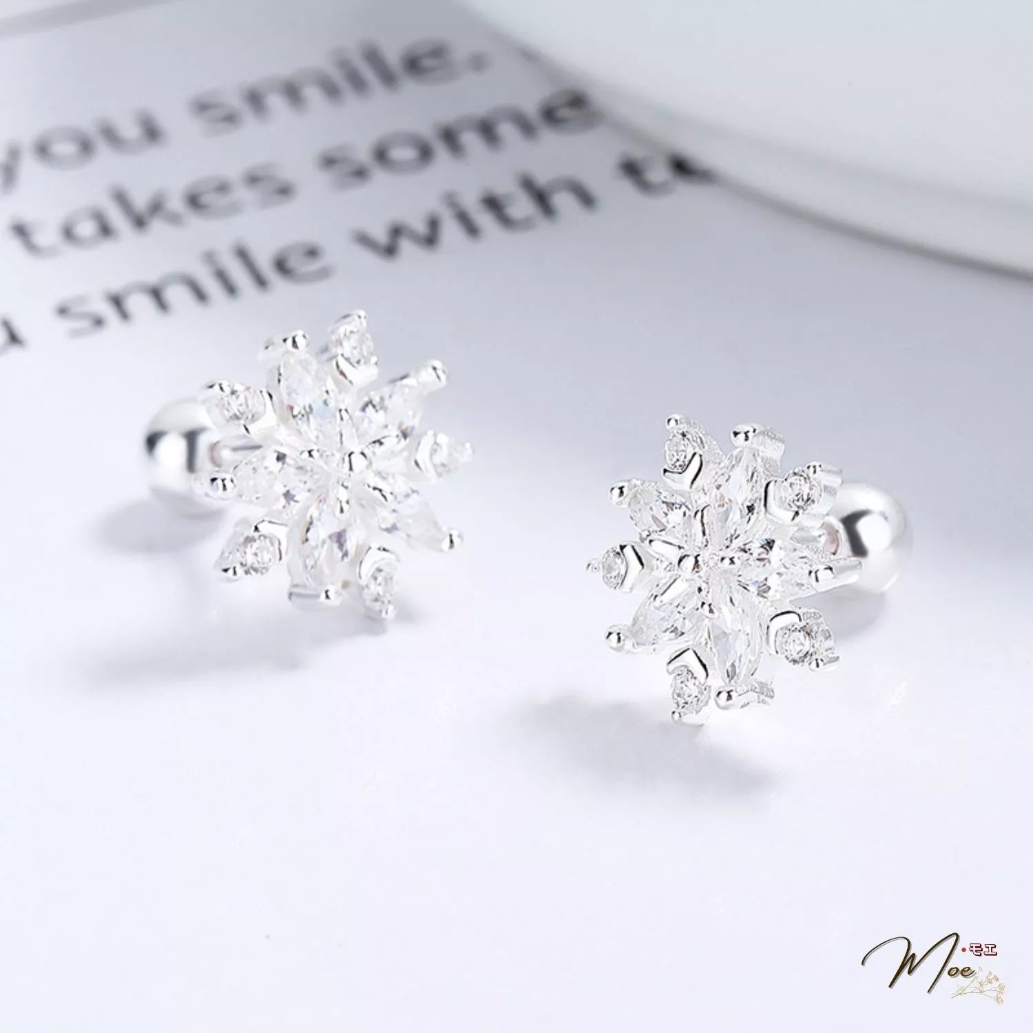 Crystal Snowflake Earrings – S925 Silver