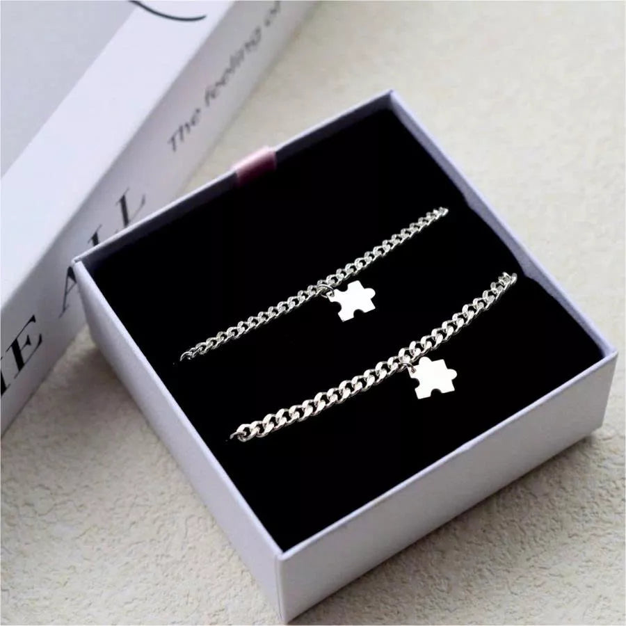 Perfect Puzzle Single Chain Couple Bracelet