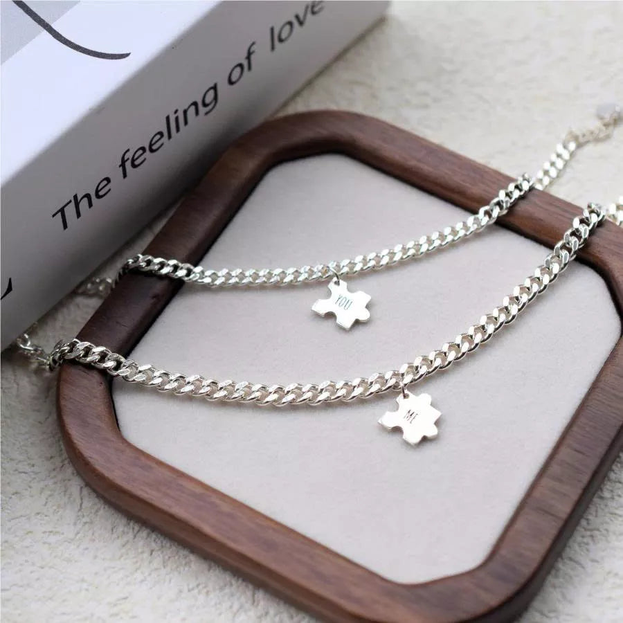 Perfect Puzzle Single Chain Couple Bracelet