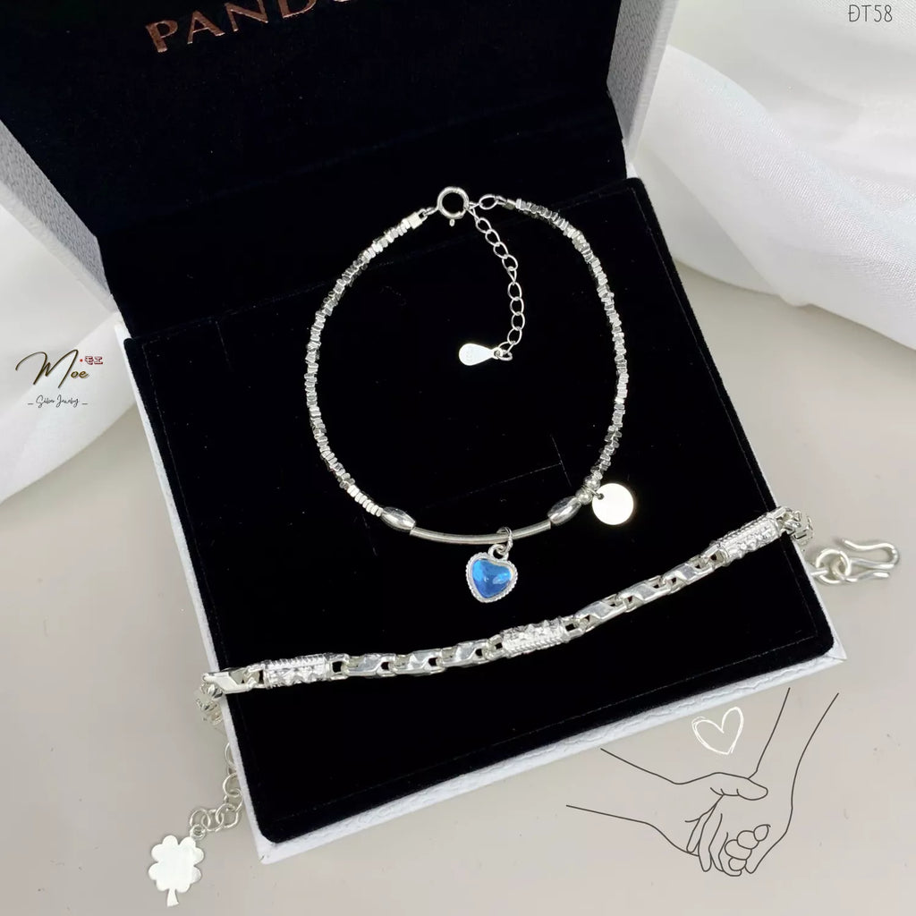 Moonstone Heart Tube Couple Bracelet