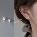 Moonstone Heart Earrings – S925 Silver