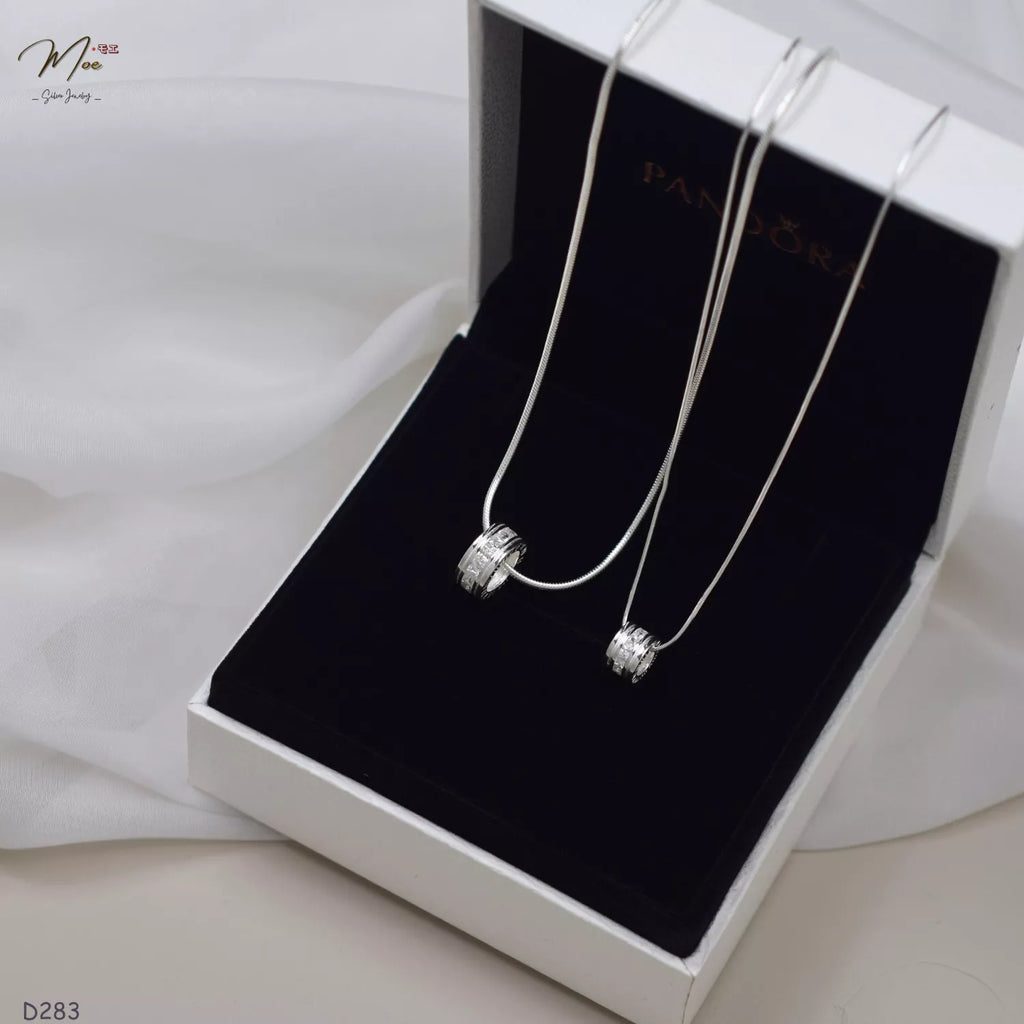 Crystal Cylinder Pendant Couple Necklace