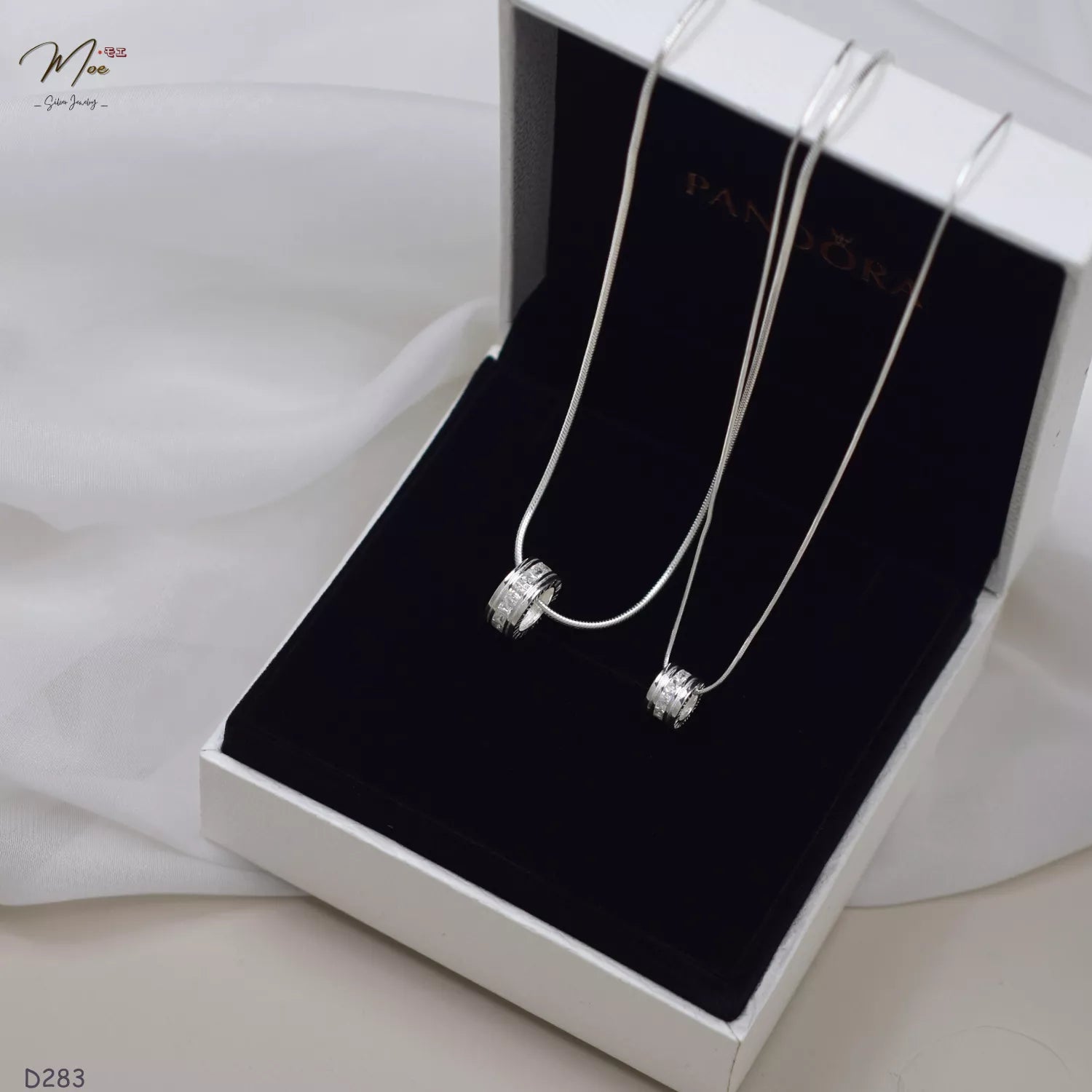 Crystal Cylinder Pendant Couple Necklace