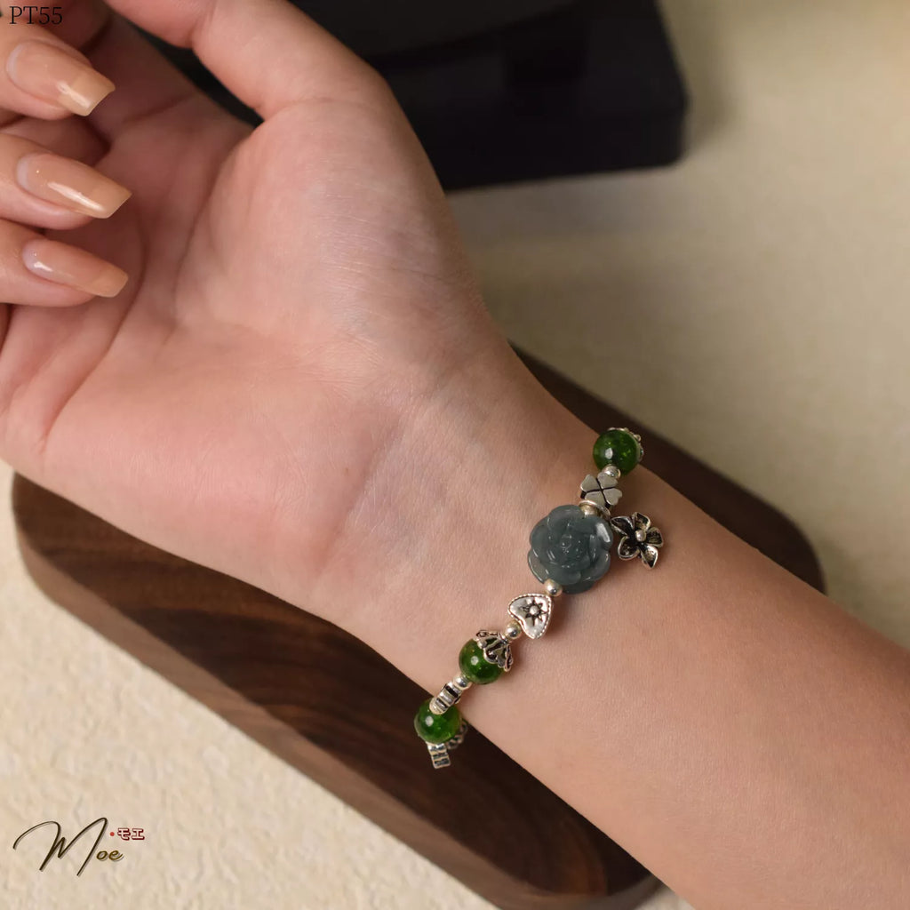 Lapis Lazuli Lotus Flower & Jade Mix Bracelet