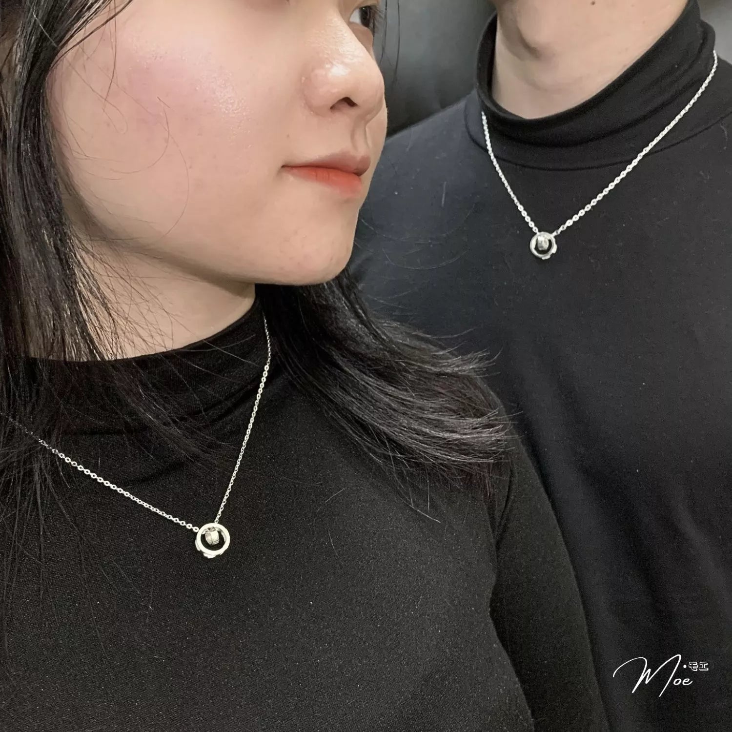 Forever Love Ring Pendant Couple Necklace