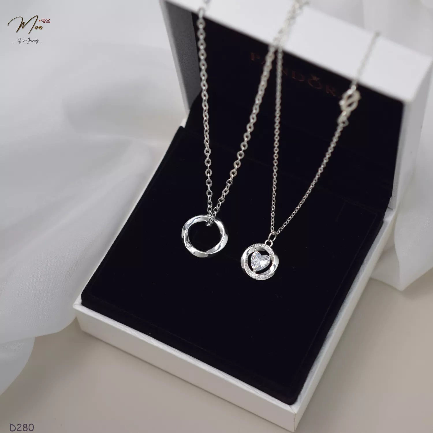 Crystal Heart Couple Necklace