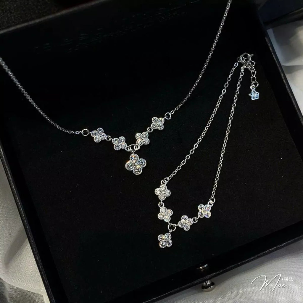 Delicate Four-Petal Flower Bracelet – S925 Silver