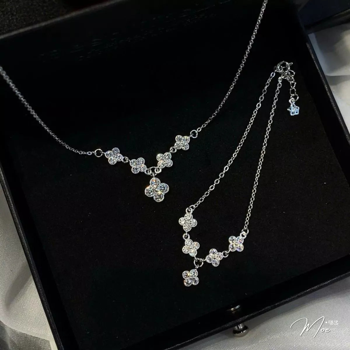 Delicate Four-Petal Flower Bracelet – S925 Silver